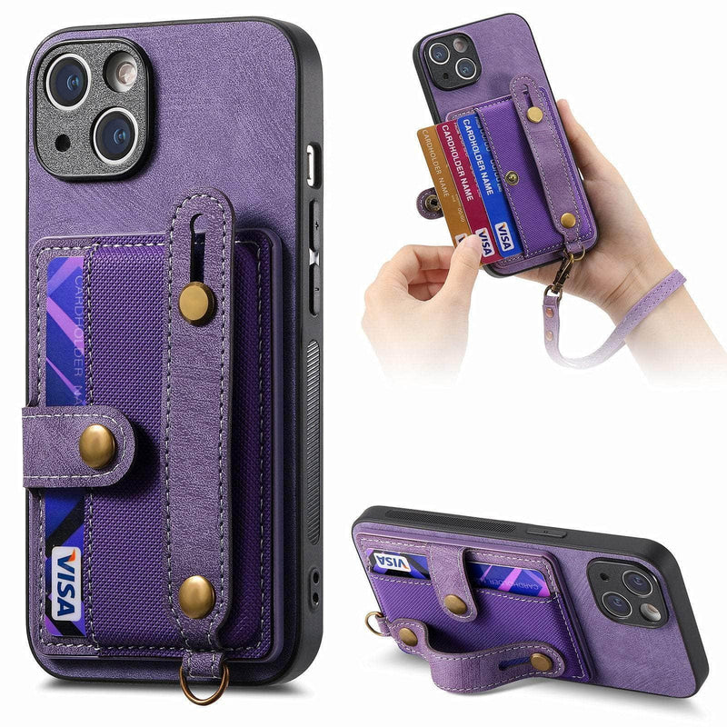 Casebuddy Purple / for iPhone 15Pro Max Vegan Leather iPhone 15 Pro Max Wallet Case