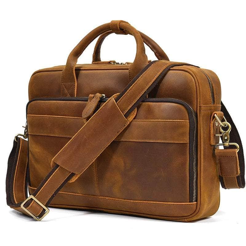 Casebuddy Vintage Genuine Leather 14'' Laptop Messenger Bag