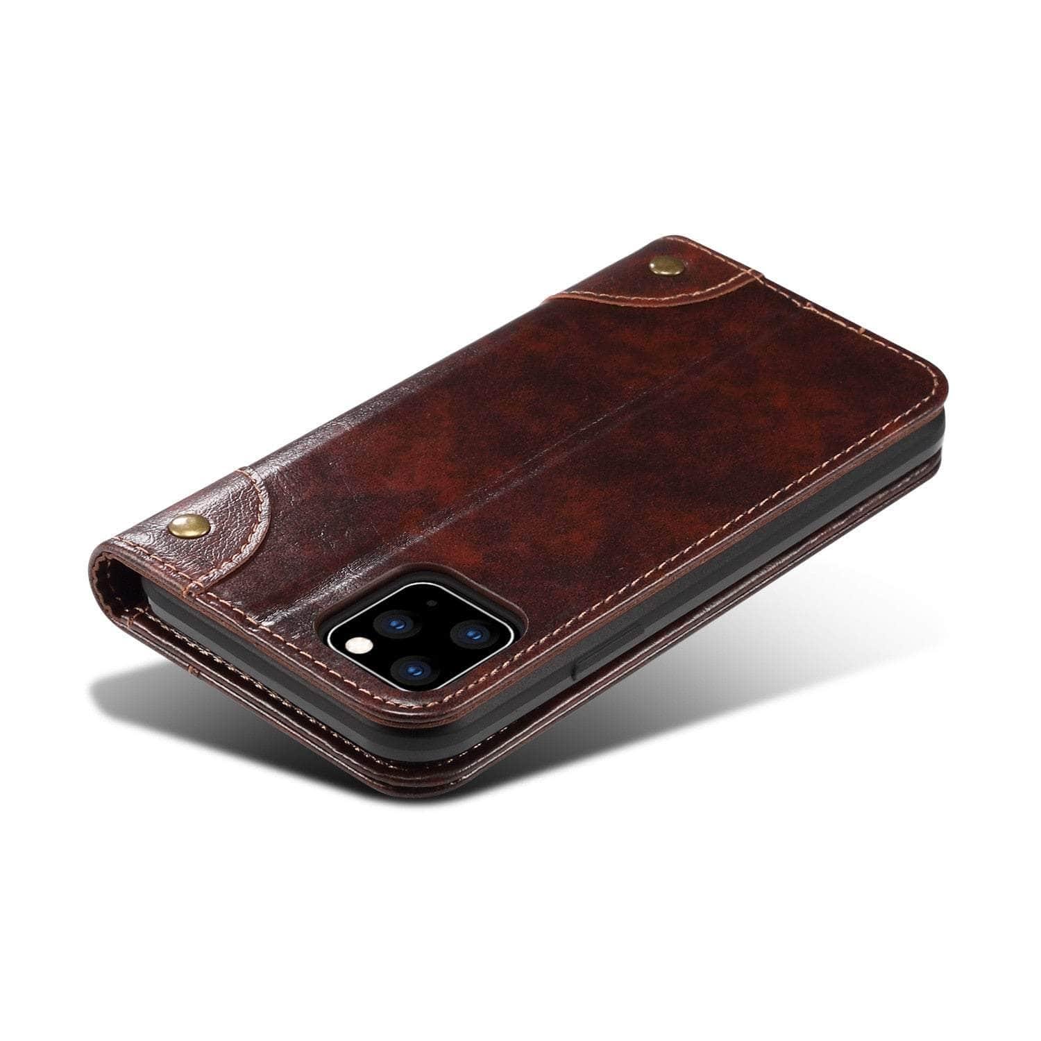 Casebuddy Classic iPhone 15 Wallet Flip Genuine Leather Case