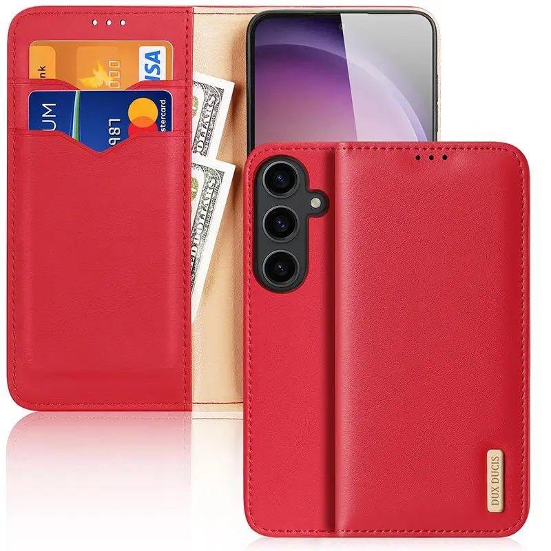 Casebuddy Red / For Galaxy S24 Plus DuxDucis Galaxy S24 Plus Real Leather Wallet
