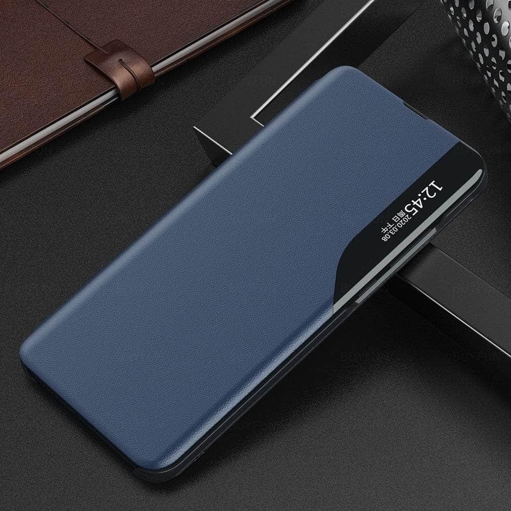 Casebuddy blue-02 / For Samsung A14 5G Galaxy A14 Smart Side View Leather Flip Cover