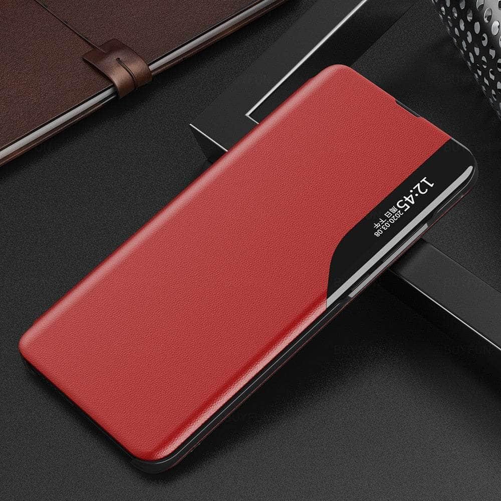 Casebuddy red-04 / For Samsung A14 5G Galaxy A14 Smart Side View Leather Flip Cover