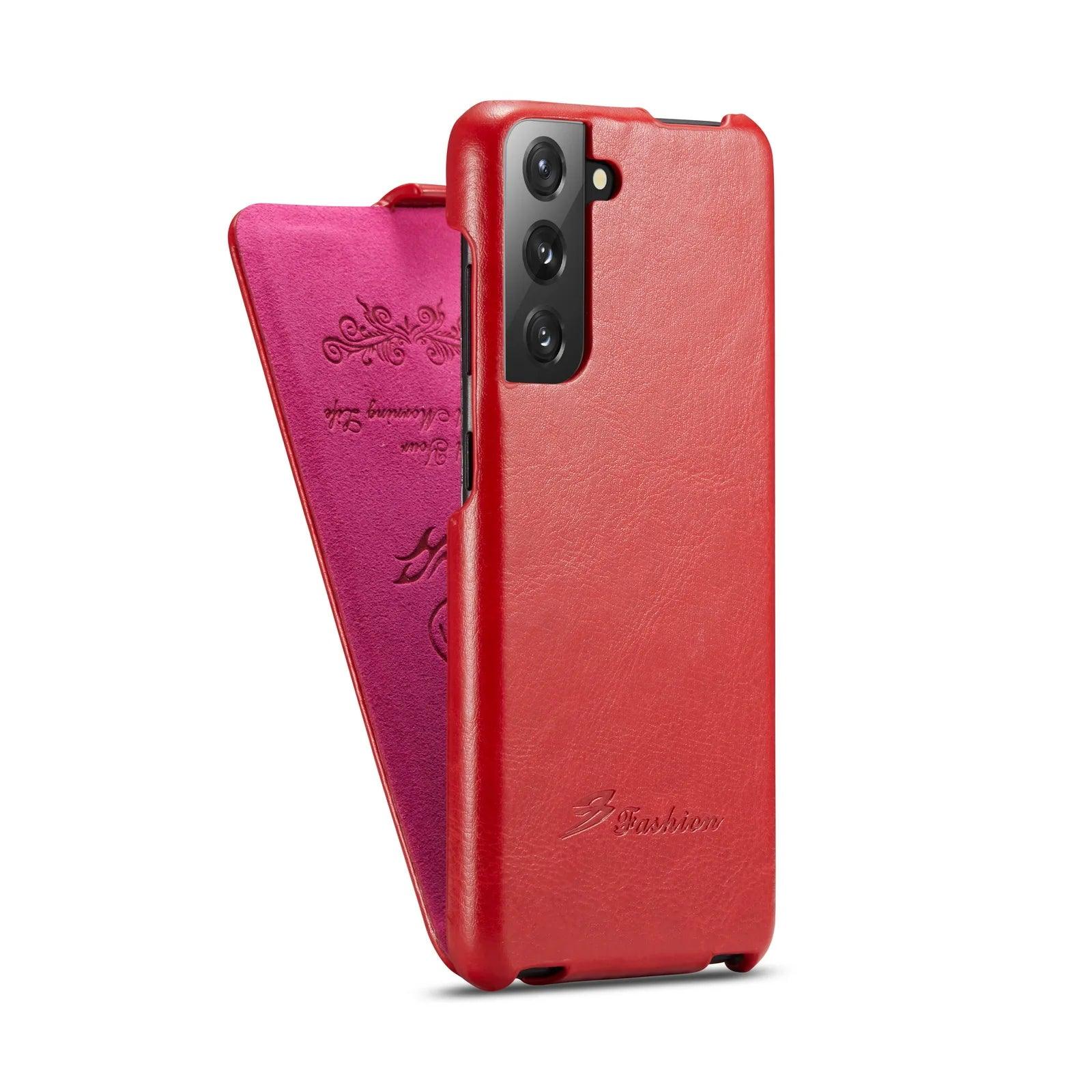 Casebuddy Red / Samsung S24 Plus Galaxy S24 Plus Vertical Flip Vegan Leather Case