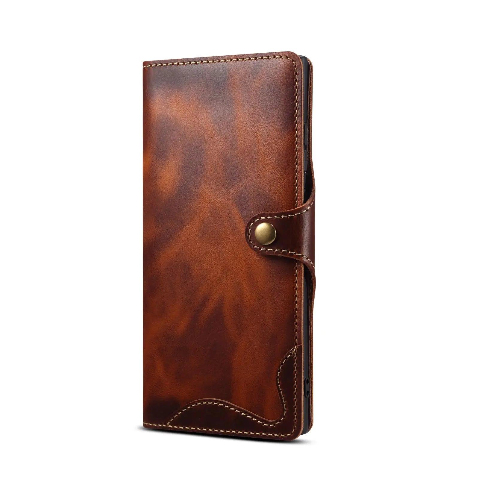 Casebuddy Brown / Galaxy S24 Galaxy S24 Real Cowhide Leather Wallet Case