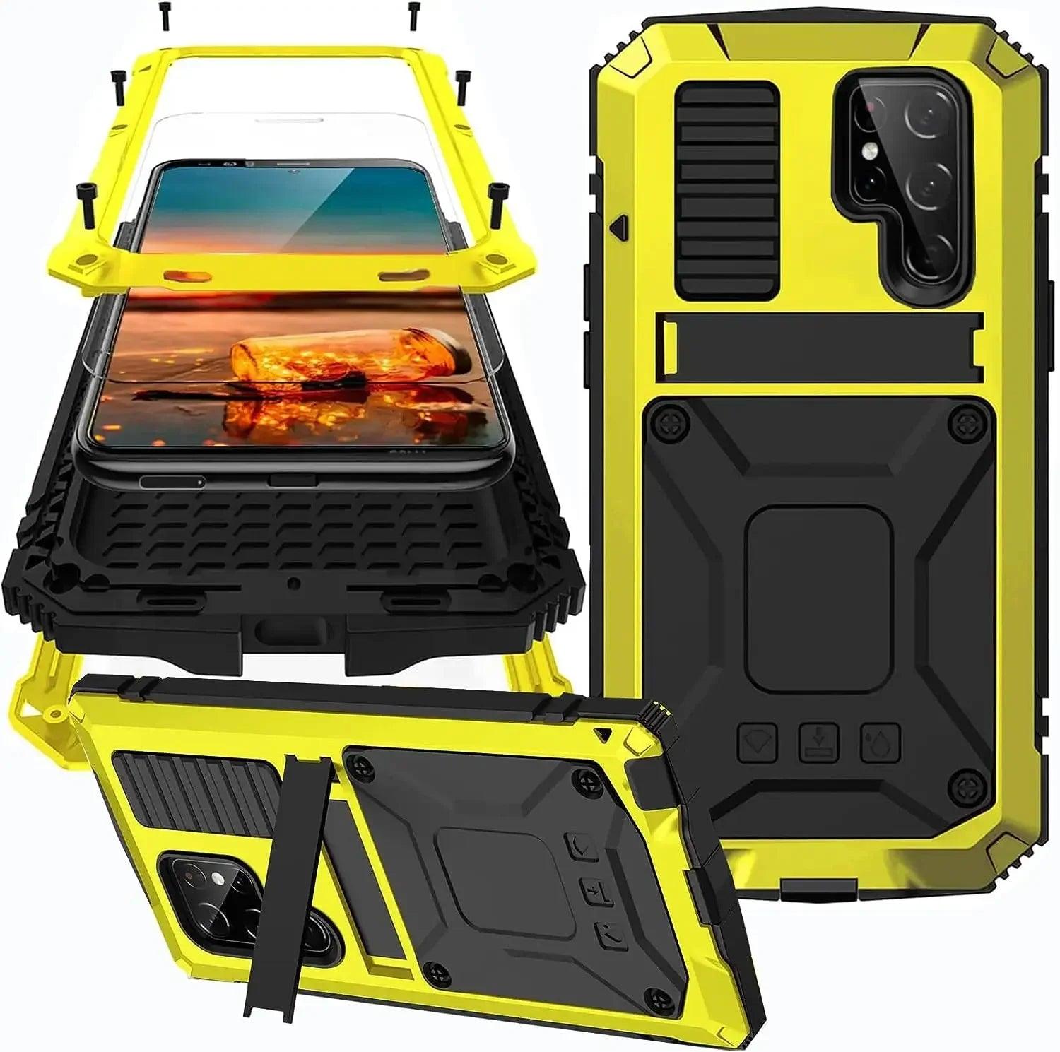 Casebuddy Yellow / For Samsung S24 Galaxy S24 Rugged Military Metal Case