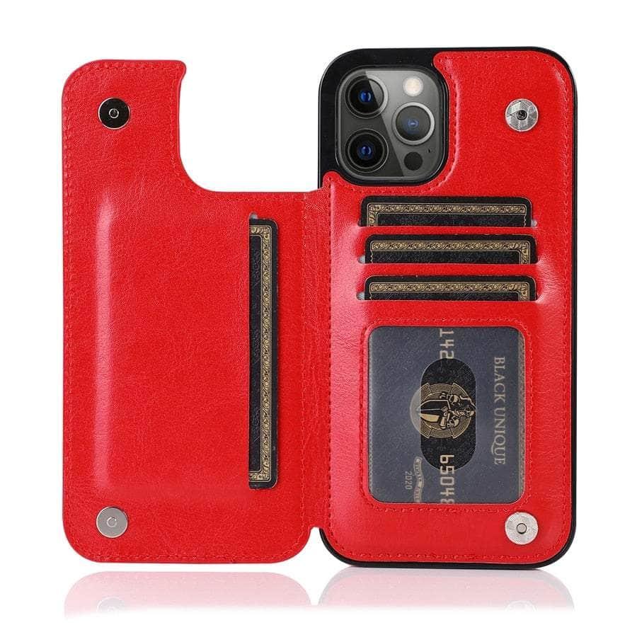 Casebuddy Red / iPhone 15 Plus iPhone 15 Plus Wallet Double Button Card Stand