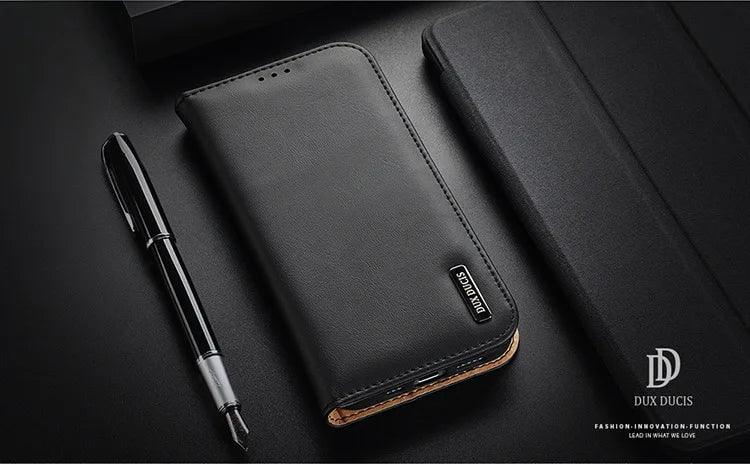 Casebuddy iPhone 15 Pro Max Dux Ducis Luxury Genuine Leather Wallet
