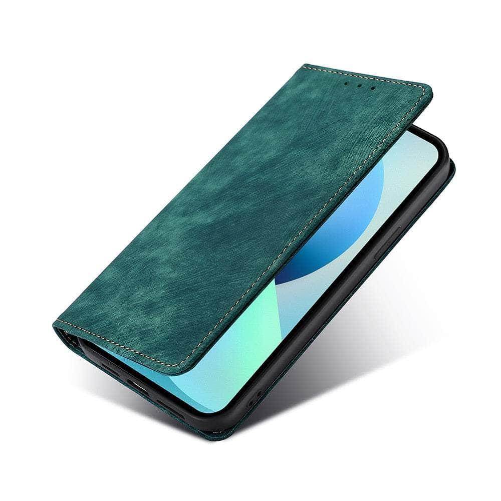 Casebuddy foriPhone 15 Pro Max / Green iPhone 15 Pro Max Luxury Business Vegan Leather Case