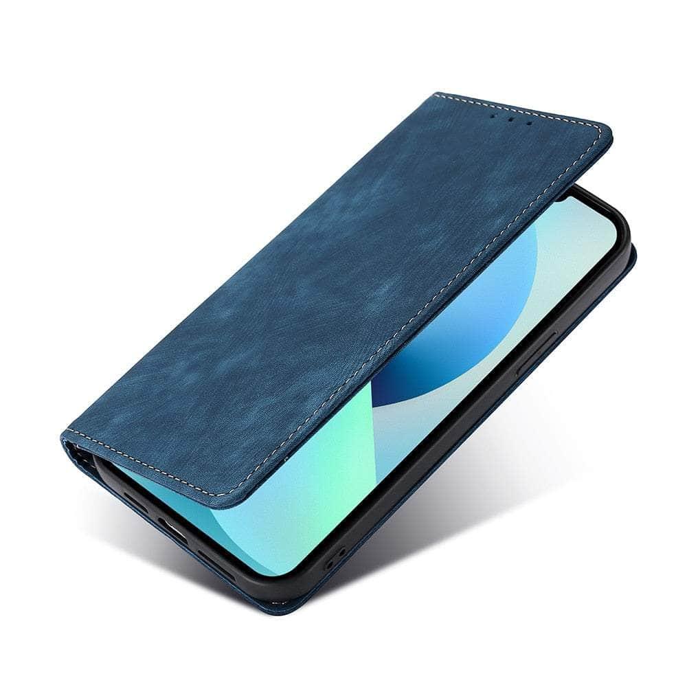 Casebuddy foriPhone 15 Pro Max / Blue iPhone 15 Pro Max Luxury Business Vegan Leather Case