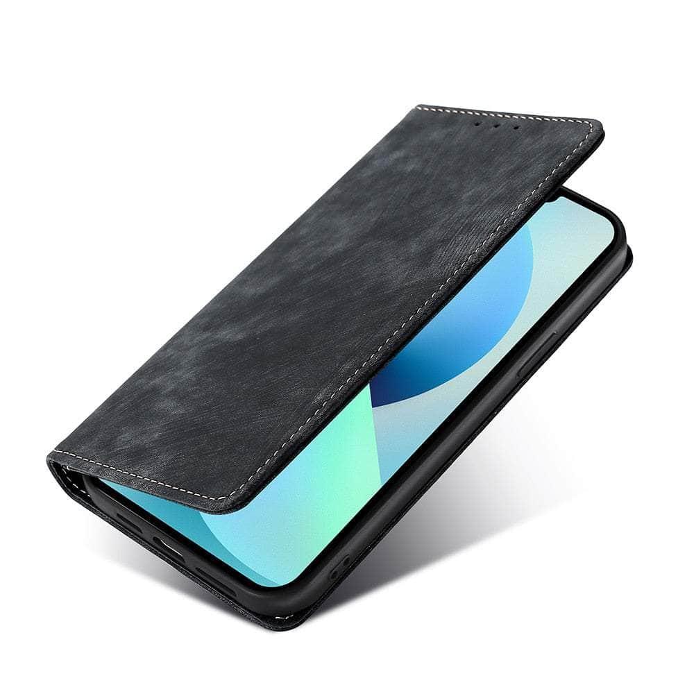Casebuddy foriPhone 15 Pro Max / Black iPhone 15 Pro Max Luxury Business Vegan Leather Case