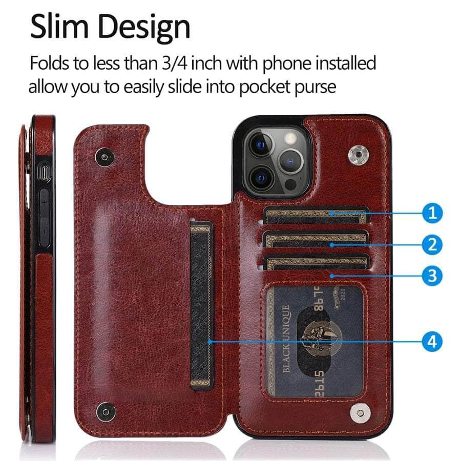 Casebuddy iPhone 15 Pro Wallet Double Button Card Stand