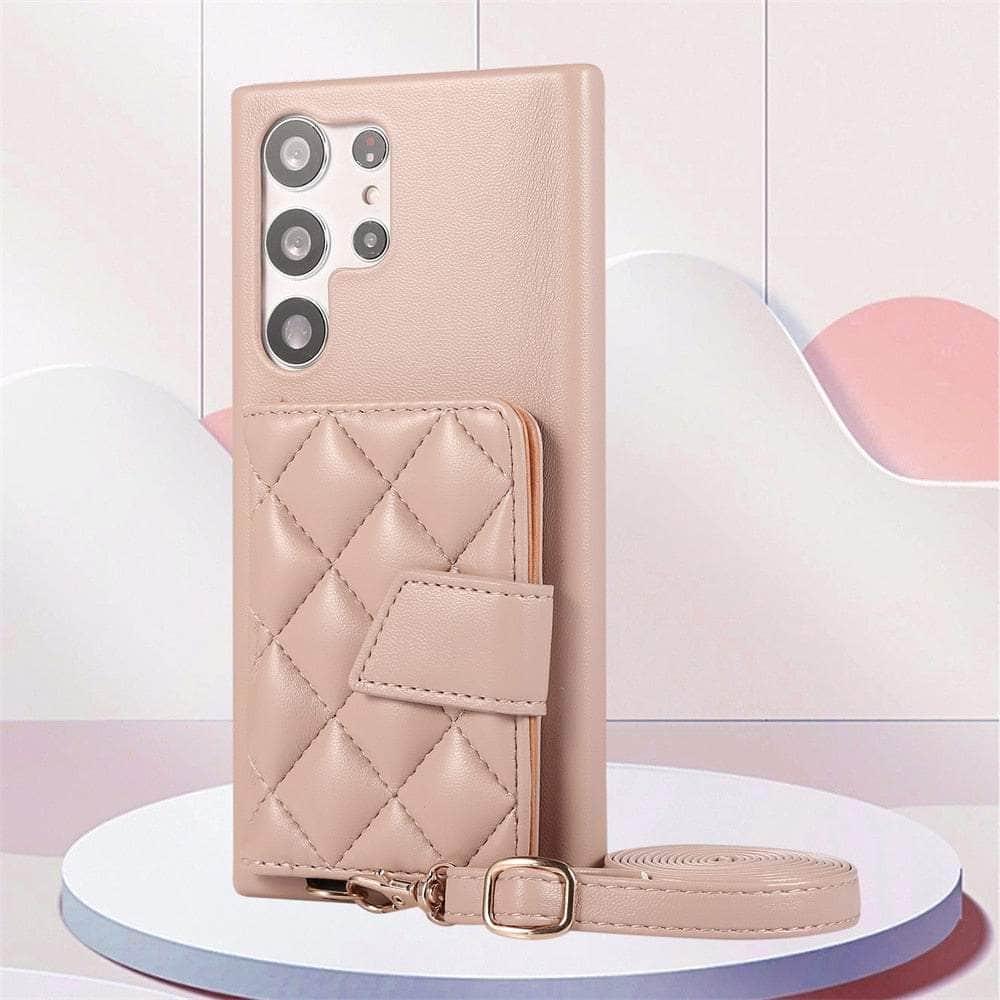 Casebuddy Khaki / For Galaxy S23 FE Leather Plaid Galaxy S23 FE Wallet