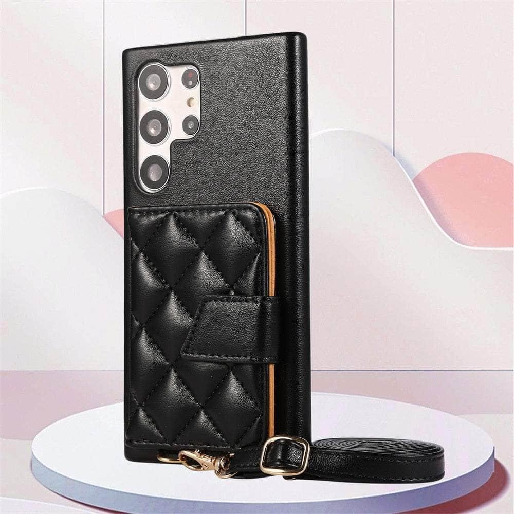 Casebuddy Black / For Galaxy S23 FE Leather Plaid Galaxy S23 FE Wallet