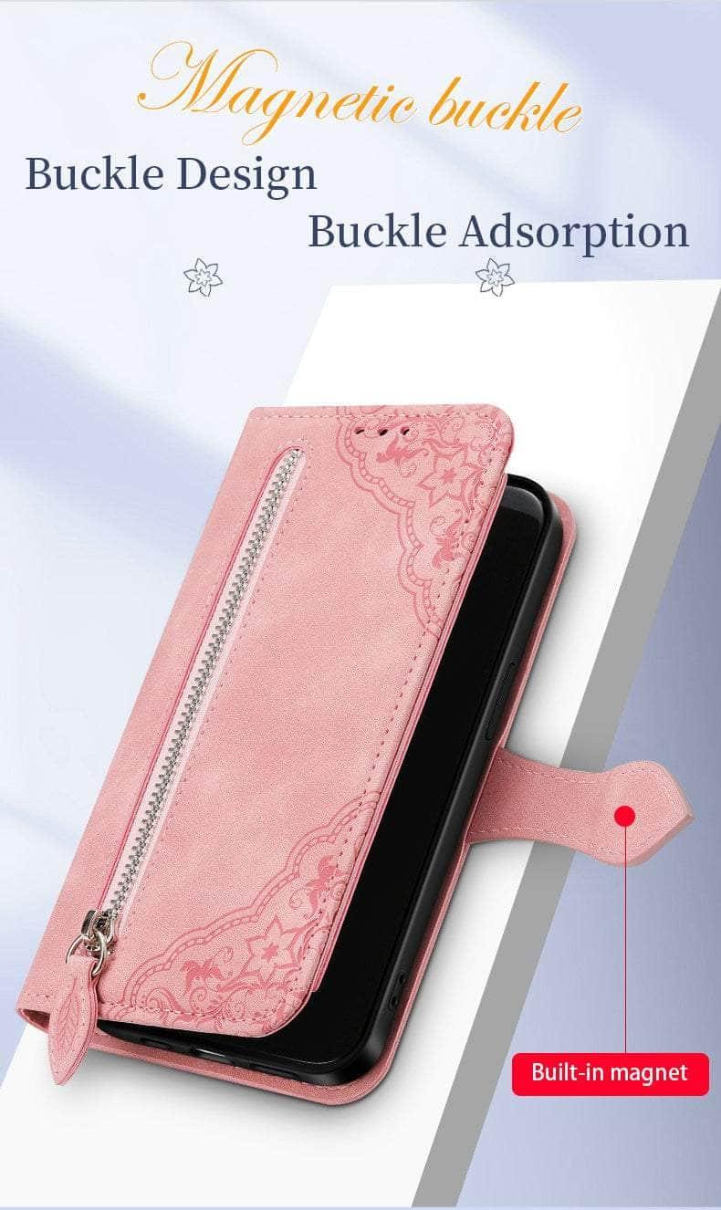 Casebuddy Luxury Zipper Leather Card Book Galaxy A14 Etui