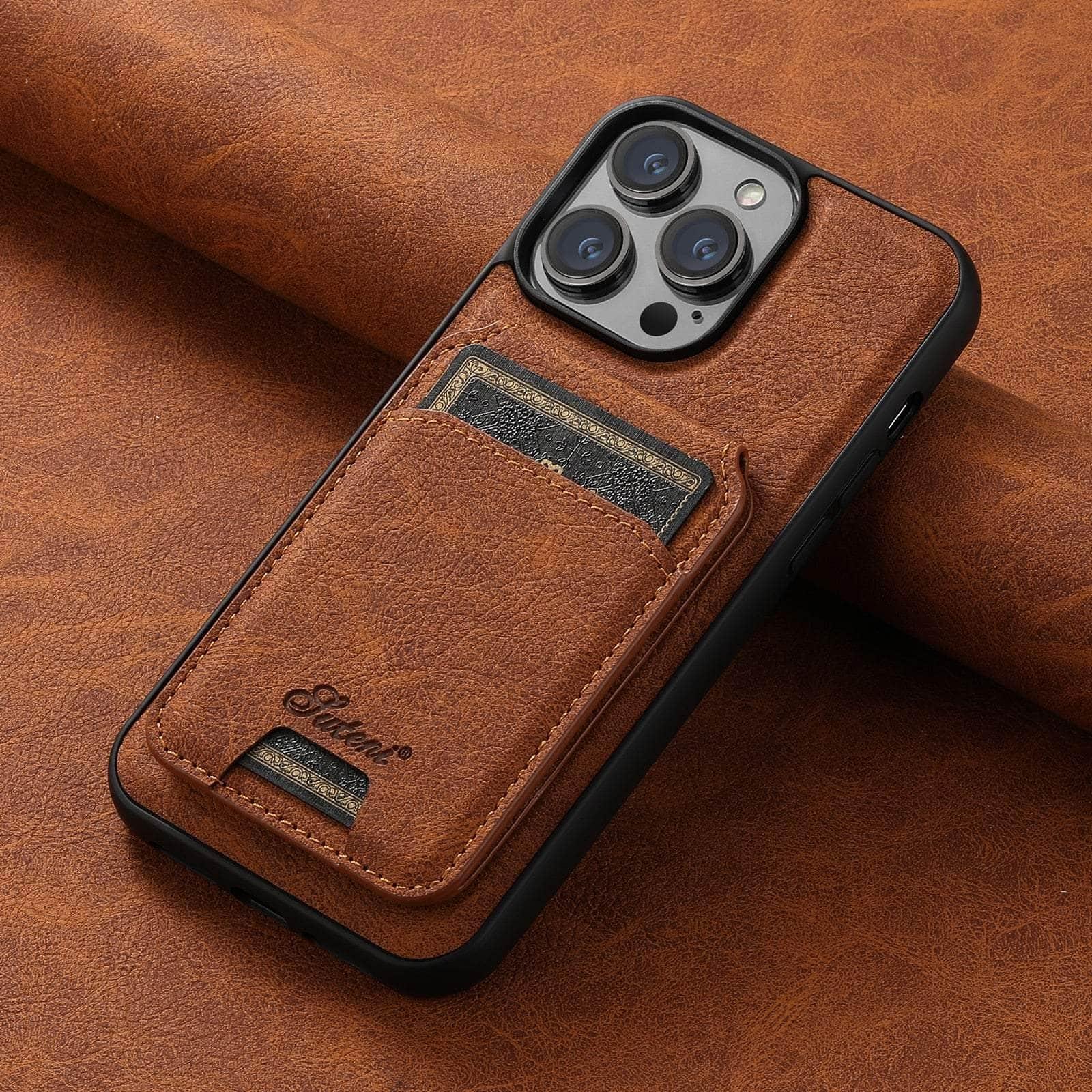 Casebuddy Magnetic iPhone 15 Pro Leather Card Case