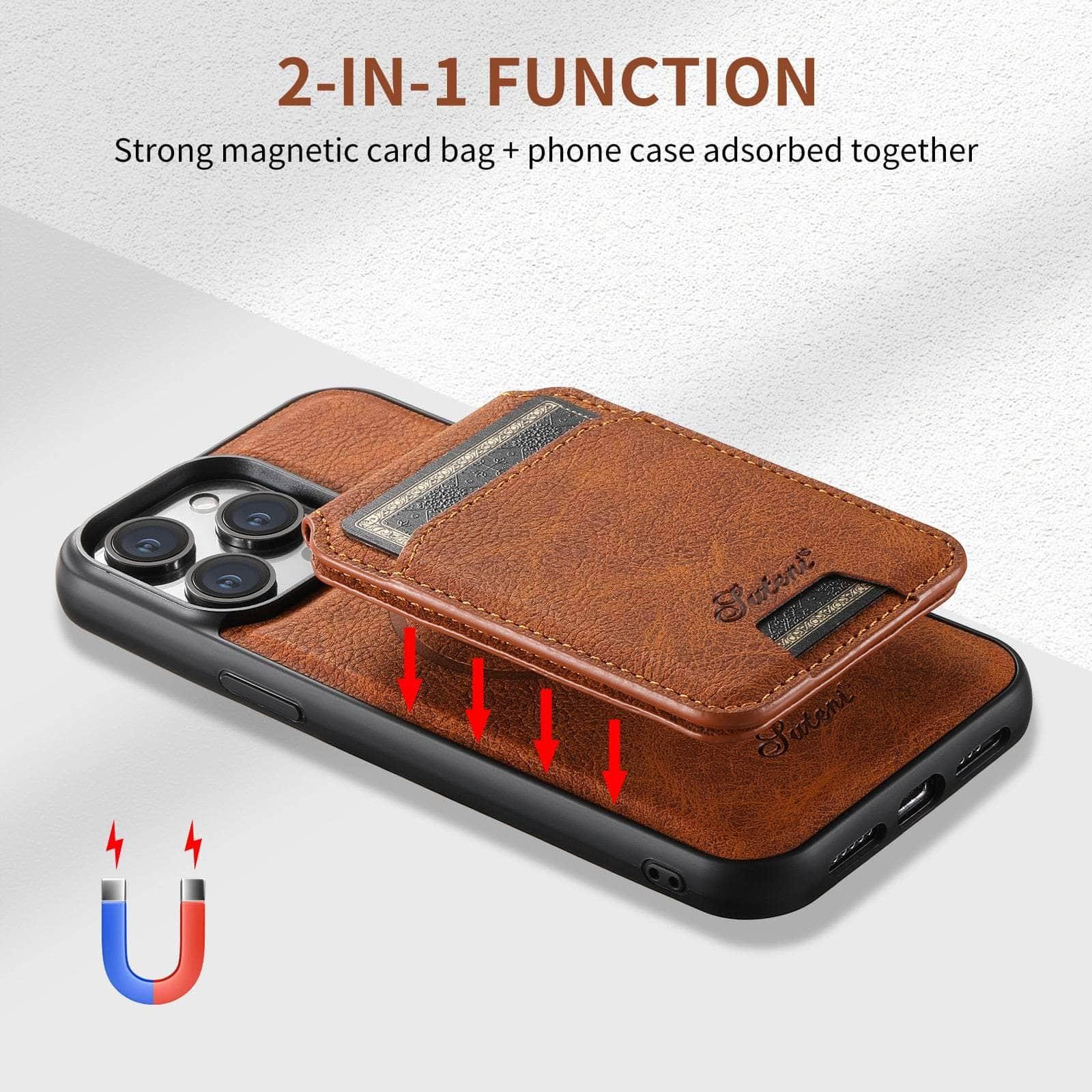 Casebuddy Magnetic iPhone 15 Pro Max Leather Card Case