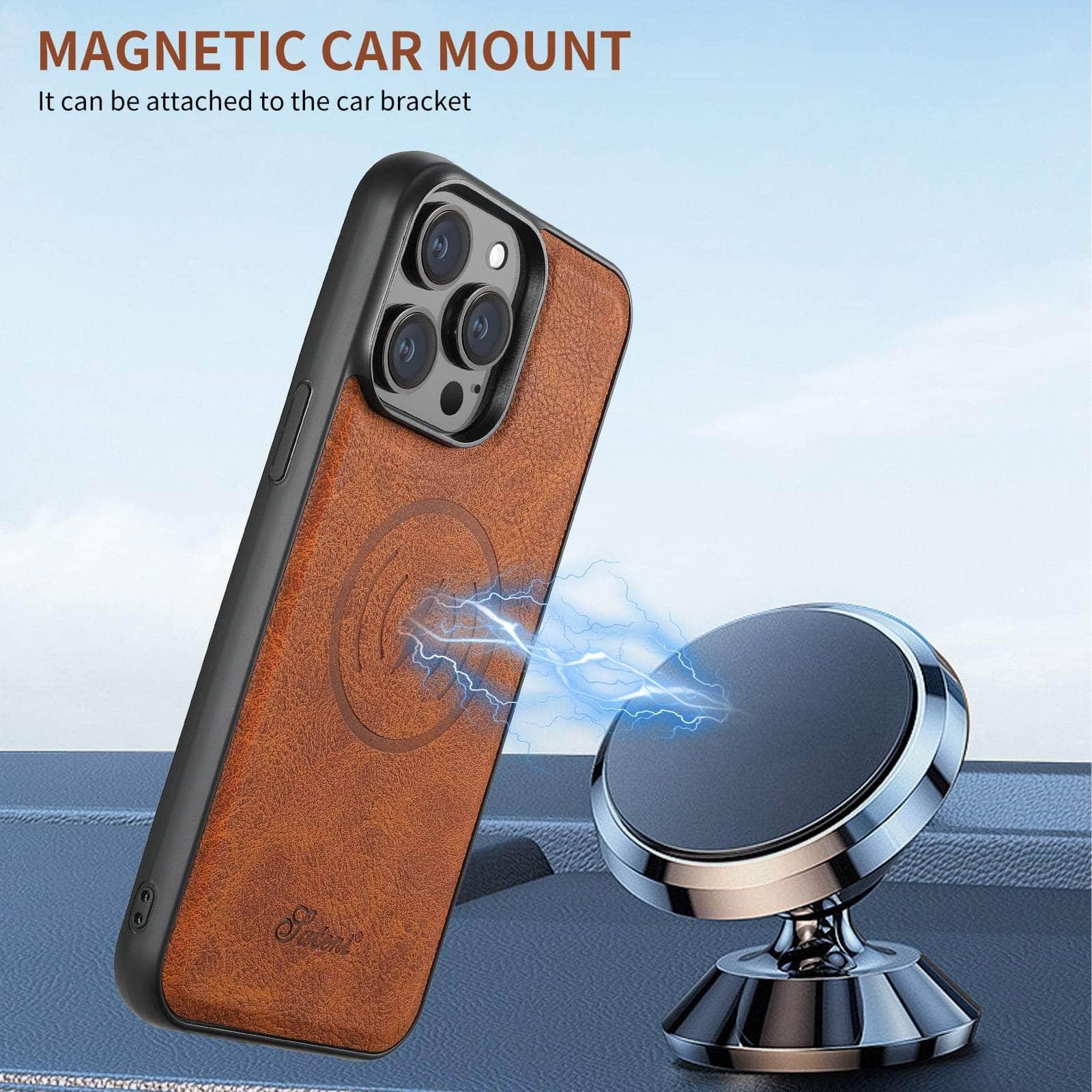 Casebuddy Magnetic iPhone 15 Pro Max Leather Card Case