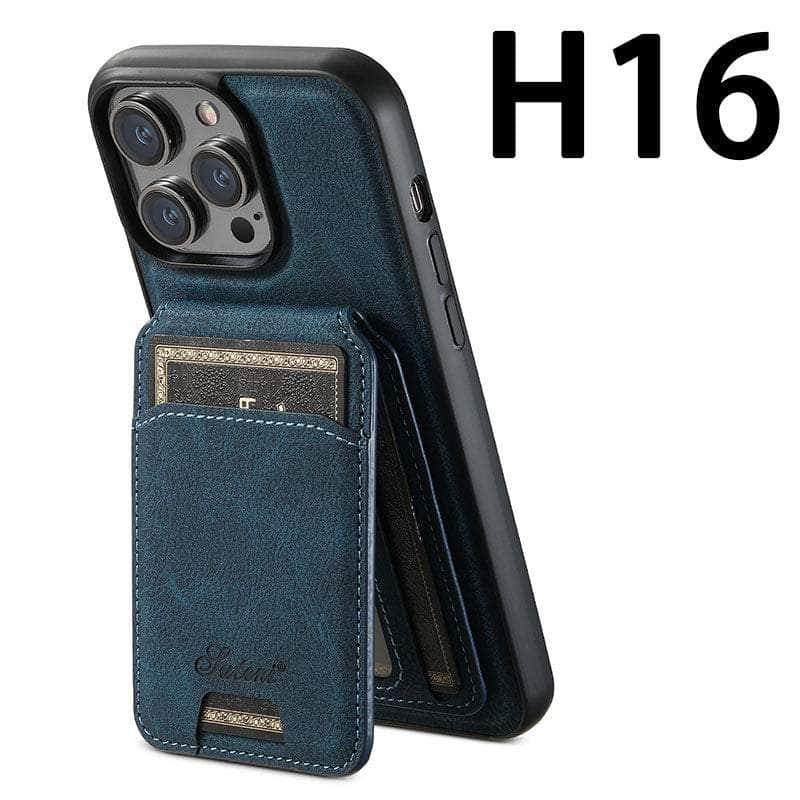 Casebuddy Combination Blue / For IPhone 15 Promax Magnetic iPhone 15 Pro Max Leather Card Case