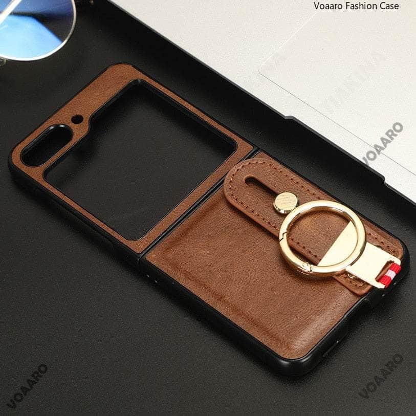 Casebuddy Brown / For Galaxy Z Flip 5 Metal Ring Galaxy Z Flip 5 Wristband Case