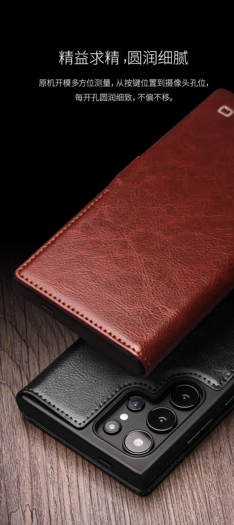 Casebuddy Qialino Galaxy S24 Genuine Leather Wallet Case
