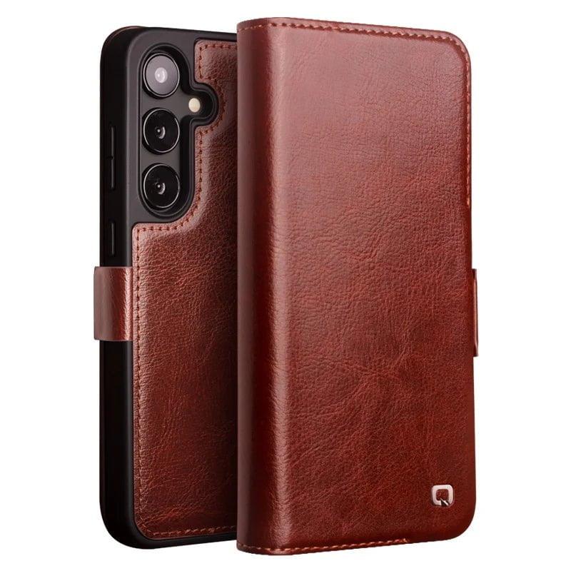 Casebuddy Qialino Galaxy S24 Genuine Leather Wallet Case