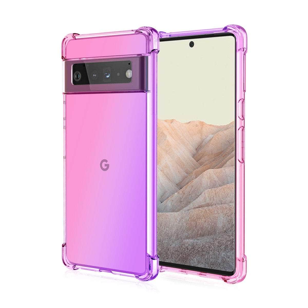 Casebuddy Pink Purple / for Pixel 8 Shockproof Air-Bag Gradient Silicone Pixel 8 Case