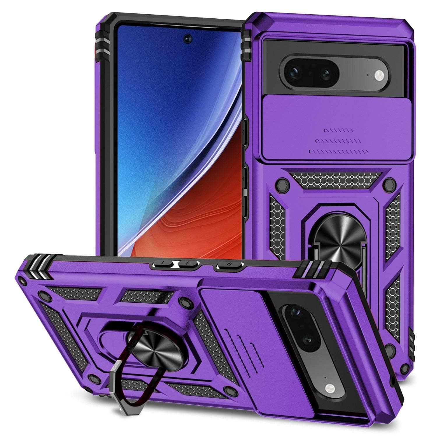 Casebuddy Purple / For Pixel 8 Slide Metal Ring Holder Google Pixel 8 Case