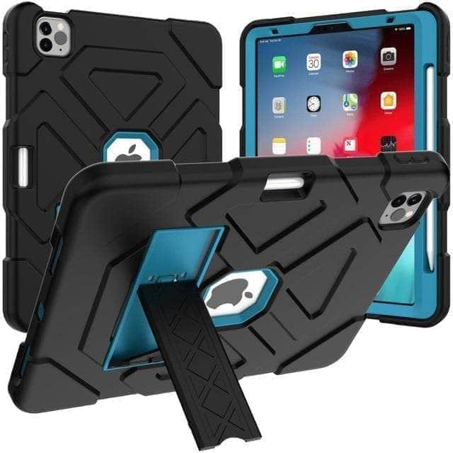 CaseBuddy Australia Casebuddy Black blue / For iPad Air 4 2020 360 Full-body Shockproof Armor Case iPad Air 4 10.9 2020 with Stand