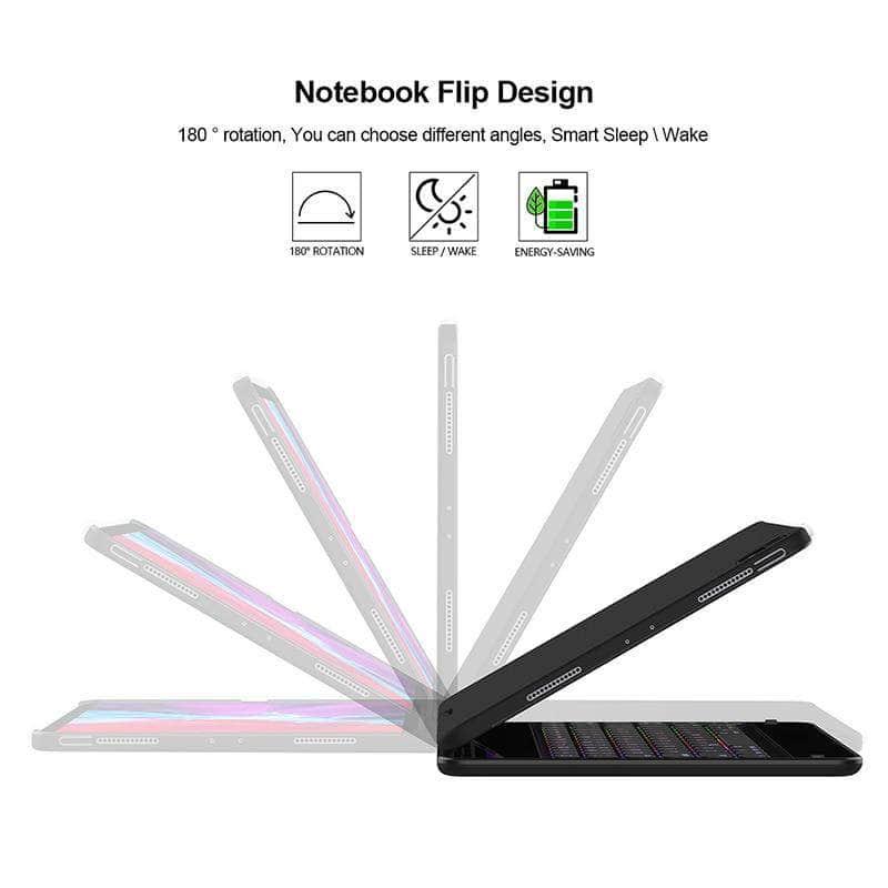 360 Rotatable Bluetooth Keyboard Case 2020 iPad Air 4 10.9' A2324, A2072 Pencil Holder - CaseBuddy