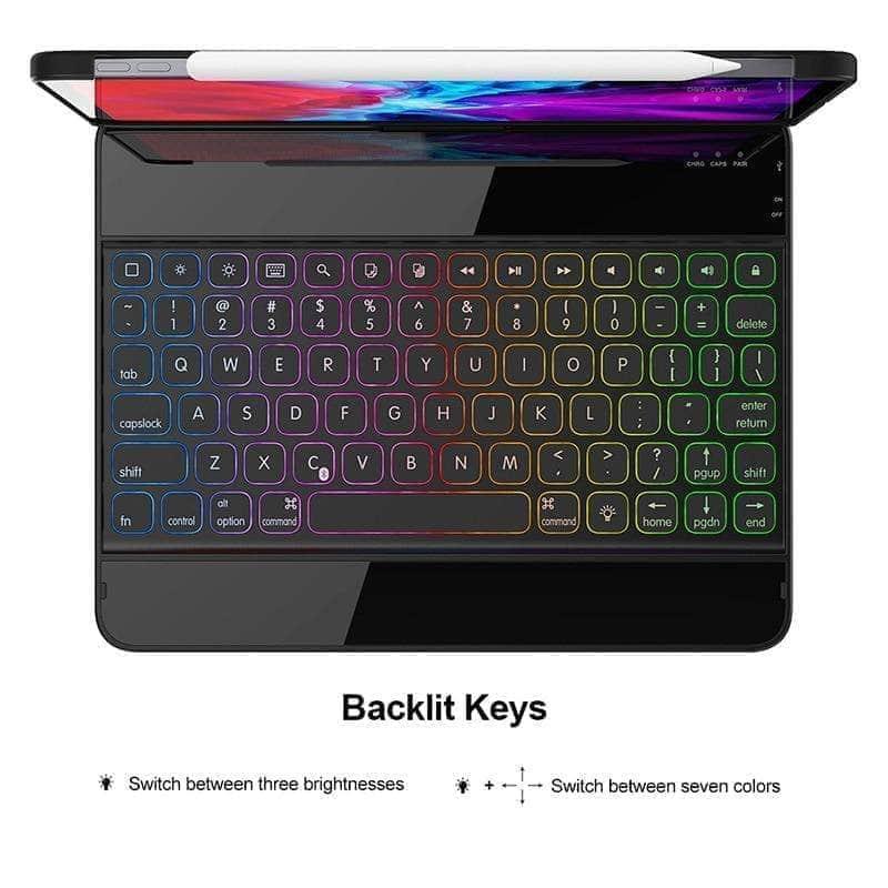 360 Rotatable Bluetooth Keyboard iPad Air 5 Pencil Holder Case
