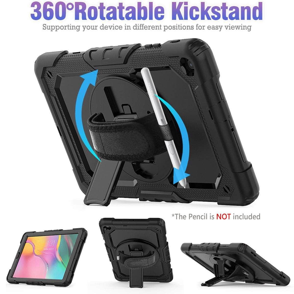 360 Rotation Hand Strap Kickstand Shockproof Silicone Tablet Case Galaxy Tab A 8 2019 T290 T295 - CaseBuddy
