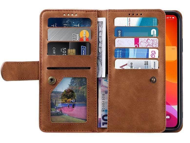9 Cards Zipper Flip iPhone 13 Leather Case