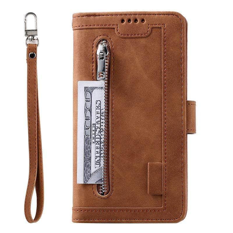 9 Cards Zipper Flip iPhone 13 Pro Max Leather Case