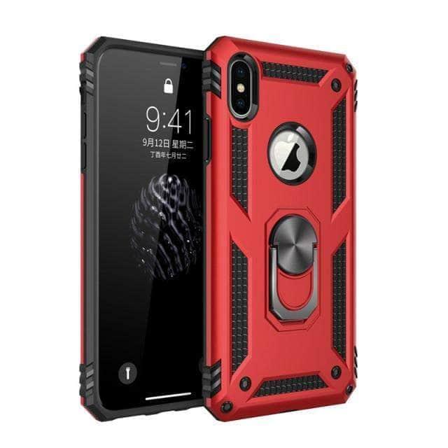 CaseBuddy Australia Casebuddy iPhone 13 Pro / Red Phone Case Armor Finger Ring iPhone 13 Pro Kickstand Cover