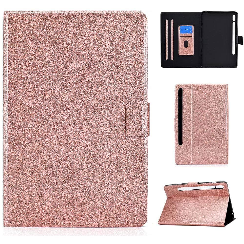 Auto Wake Sleep Smart Cover Galaxy Tab S7 T870 T875 Magnetic Glitter Card Slot Stand Case