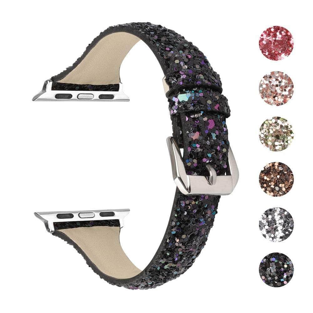 Bling Glitter Leather Band Apple Watch Band 6 5 4 3 2 SE 44/42/40/38