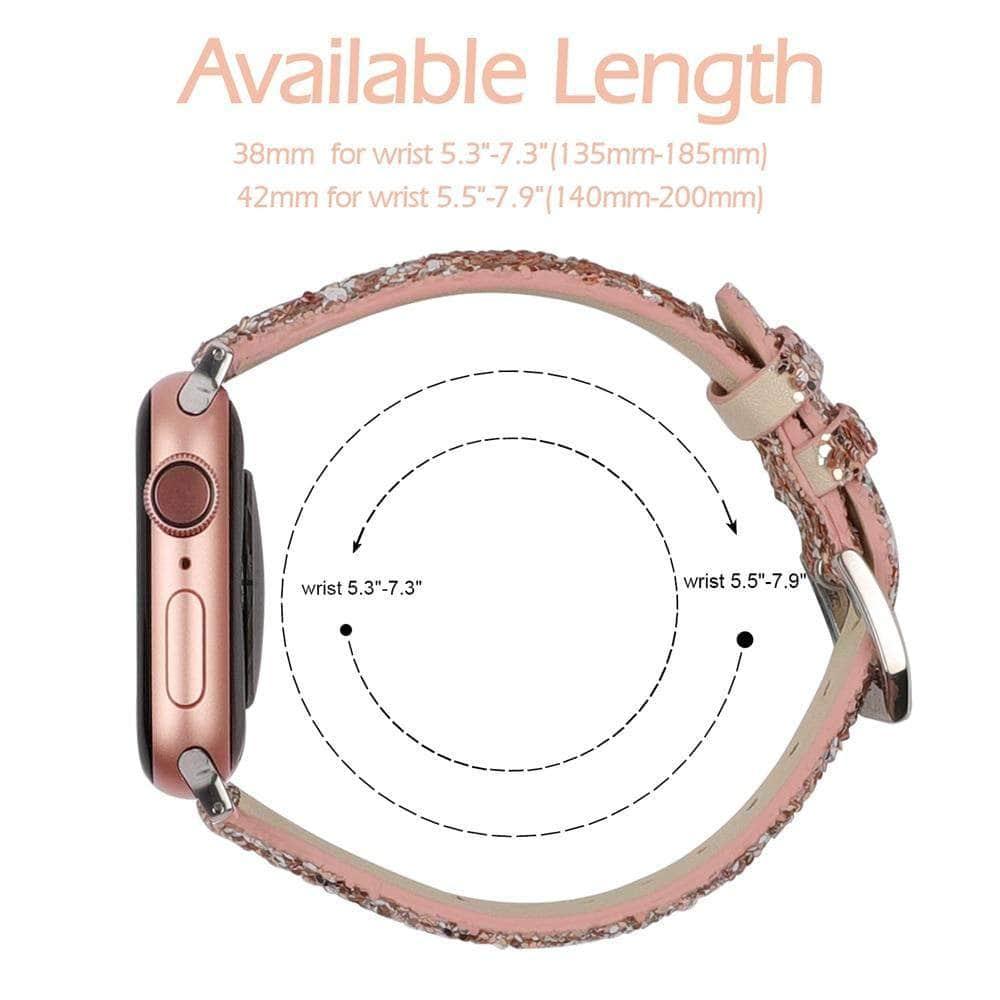 Bling Glitter Leather Band Apple Watch Band 6 5 4 3 2 SE 44/42/40/38 - CaseBuddy