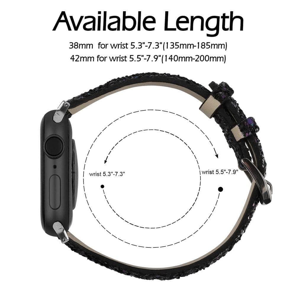 Bling Glitter Leather Band Apple Watch Band 6 5 4 3 2 SE 44/42/40/38 - CaseBuddy