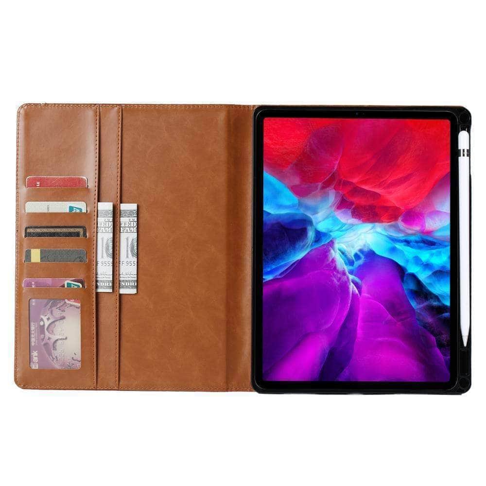 Business Flip Leather Case iPad Pro 11 12.9 2020 Pen Holder Card Slot