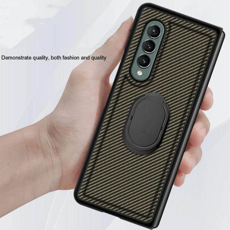 Carbon Fiber Texture Ring Bracket Galaxy Z Fold 3 5G case