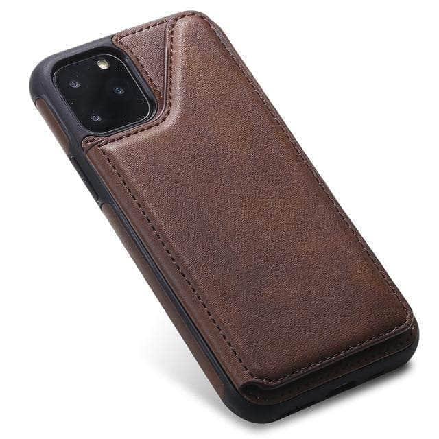 CaseBuddy Casebuddy iPhone 11 / Coffee Card Holder Case Apple iPhone 11 Pro Max Luxury Leather Cover Anti-knock  Business Style Fashion