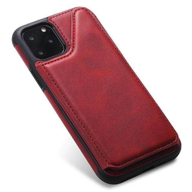 CaseBuddy Casebuddy iPhone 11 Pro Max / Red Card Holder Case Apple iPhone 11 Pro Max Luxury Leather Cover Anti-knock  Business Style Fashion
