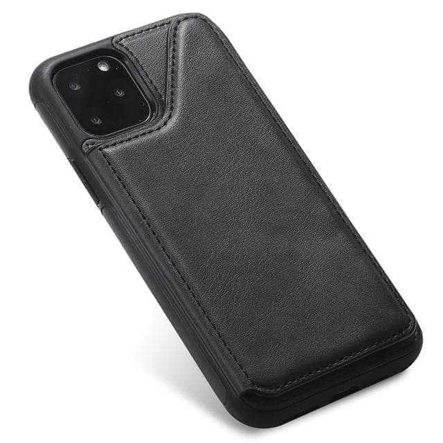 CaseBuddy Casebuddy iPhone 11 / Black Card Holder Case Apple iPhone 11 Pro Max Luxury Leather Cover Anti-knock  Business Style Fashion
