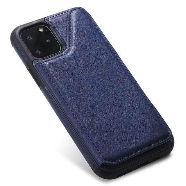 CaseBuddy Casebuddy iPhone 11 Pro Max / Blue Card Holder Case Apple iPhone 11 Pro Max Luxury Leather Cover Anti-knock  Business Style Fashion