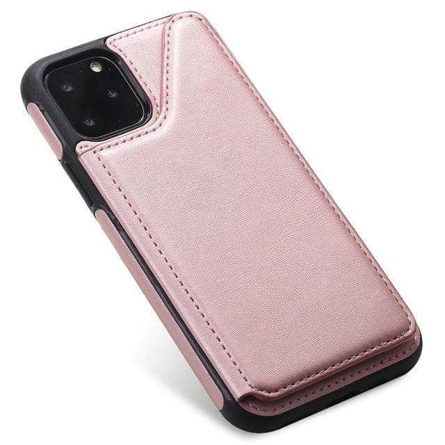 CaseBuddy Casebuddy iPhone 11 / Rose Gold Card Holder Case Apple iPhone 11 Pro Max Luxury Leather Cover Anti-knock  Business Style Fashion