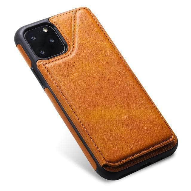 CaseBuddy Casebuddy iPhone 11 / Brown Card Holder Case Apple iPhone 11 Pro Max Luxury Leather Cover Anti-knock  Business Style Fashion
