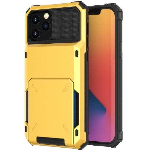 CaseBuddy Australia Casebuddy for iPhone 13 Mini / yellow Card Slots Wallet iPhone 13 Mini Armor Case