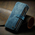 CaseBuddy Australia Casebuddy for Galaxy S22 / Blue CaseMe Galaxy S22 Zipper Wallet Leather Case