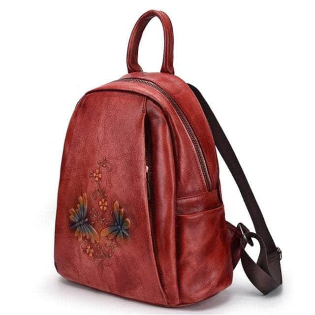 CaseBuddy Australia red Nesitu Highend New Vintage Genuine Leather Women Backpack
