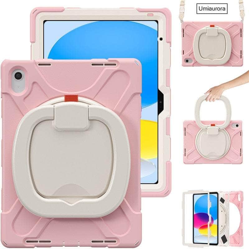 Casebuddy Light Pink / IPad 10th Gen 10.9 iPad 10 2022 360 Rotation Handle Kickstand Case